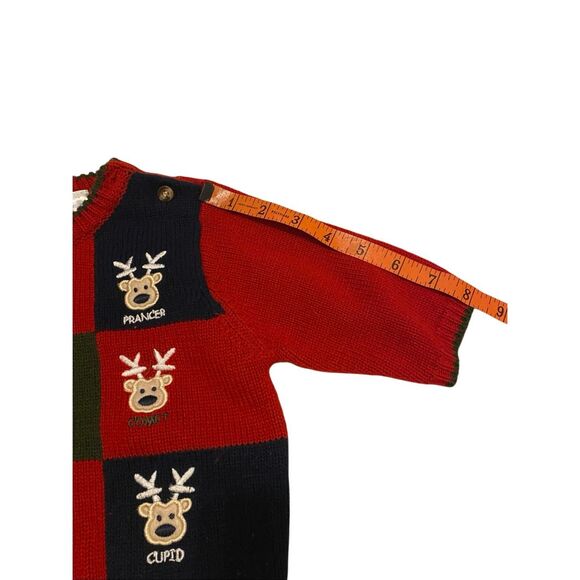 Baby Togs Reindeer Holiday Sweater Red Green Blue Knit Christmas Infant 6 9 Mo - Picture 9 of 10